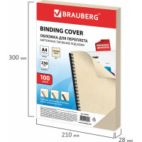 Обложки для переплета BRAUBERG комплект 100 шт., слоновая кость, 530947