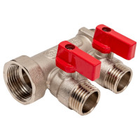 Резьбовой коллектор с кранами AQUALINK вн-нар 3/4, 1/2х2 (Цена за упаковку 2 шт.)  арт. 2424