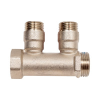 Резьбовой коллектор с кранами AQUALINK вн-нар 3/4, 1/2х2 (Цена за упаковку 2 шт.)  арт. 2424