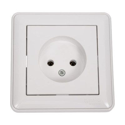 1-местная розетка Systeme Electric скрытой проводки W59 16А IP20 без заземления без защитных шторок в сборе белый RS16-153-18