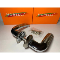 Дверная ручка MORELLI "Палаццо" MH-02P SN/CP, цвет - белый никель/ хром, с перфорацией 9010636