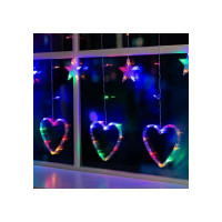 Бахрома Luazon DECOR Сердце, IP20, Ш2.4 м, В0.9 м, Н.С. LED-186-220V, 8 режимов, мульти 4356976