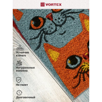 Кокосовый коврик VORTEX Котики ворс 15 мм, 35x60 см, на ПВХ основе 24337
