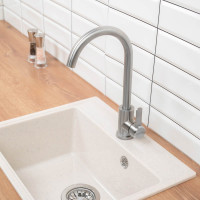 Смеситель для кухни СоюзКран поворотный излив 35 см., керамический картридж 35 мм., нержавеющая сталь SS01-R133 567-092