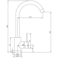 Смеситель для кухни СоюзКран поворотный излив 35 см., керамический картридж 35 мм., нержавеющая сталь SS01-R133 567-092