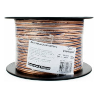 Акустический кабель Cablexpert 2x1.5мм2, медь, 50м, прозрачный с син.пол., на катушке, CC-TC2x1,5-50M