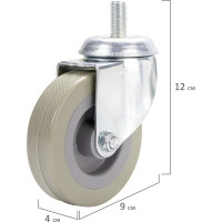 Колесо для уборочной тележки с штоком с резьбой (4 шт; 75 мм) BRABIX 605380