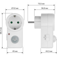 Датчик движения TDM ELECTRIC ДДР-01 1200Вт, 10-420с, 2-9м, 3+лк, 120 градусов, IP20 SQ0324-0027