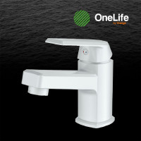 Полимерный смеситель для раковины, белый OneLife P02-021w