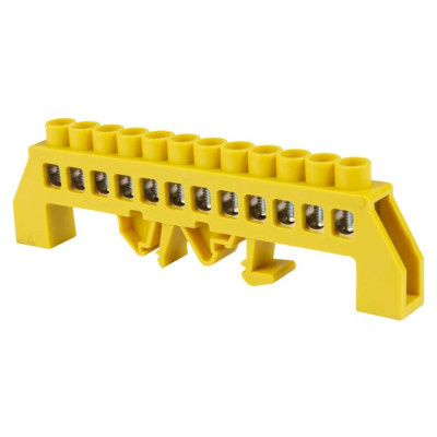 Шина PE земля TDM ELECTRIC в желтом изоляторе на DIN-рейку 8x12мм 12 групп SQ0801-0217