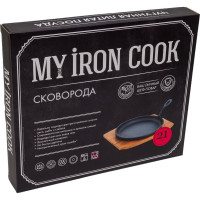Сковорода MYRON COOK чугун съемная ручка 21 см на подставке MC2215