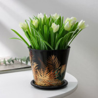 Горшок для цветов Доляна Голди 0.8 л, чёрный 7306169