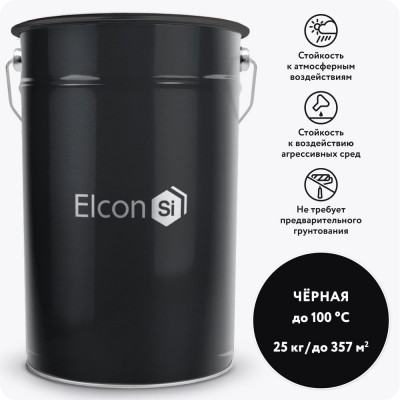 Органосиликатная композиция Elcon ОС-12-03 до +100 °С, черный, (RAL 9005), 25 кг 00-00462288