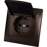 Розетка TDM ELECTRIC Лама 2П+З 16А 250В IP44 с крышкой шоколад SQ1815-0526