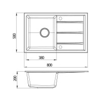 Кварцевая мойка EMAR EMQ-1800.Q Оникс
