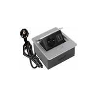 Выдвижной блок розеток GTV выдвижная розетка на 1 EURO розетку и 2 USB-A, серый, AE-PB1SAVA-53