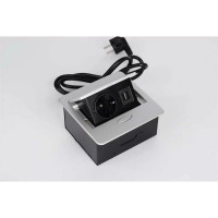 Выдвижной блок розеток GTV выдвижная розетка на 1 EURO розетку и 2 USB-A, серый, AE-PB1SAVA-53