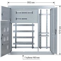 Корпус этажного щита TDM 5 квартир, модификация 3, Народный, 1010x950x160 SQ0905-1339