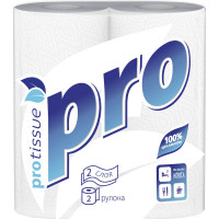 Полотенце бумажное Protissue 2-сл 2 рул/упpro белое С-162