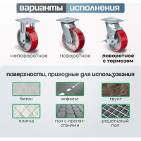 Колесо поворотное с тормозом (150 мм; игольчатый подшипник; грузоподъемность 300 кг; чугун; полиуретан) СТЕЛЛА-ТЕХНИК N29150CPUB1