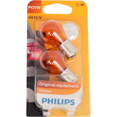 Автолампа PHILIPS PY21W BAU15s YELLOW, 2шт 12V ,1,10 12496NAB2