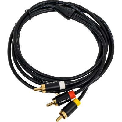 Кабель VENTION аудио Jack 3,5 mm M/3RCA M - 1.5м Чёрный VAB-R07-B150