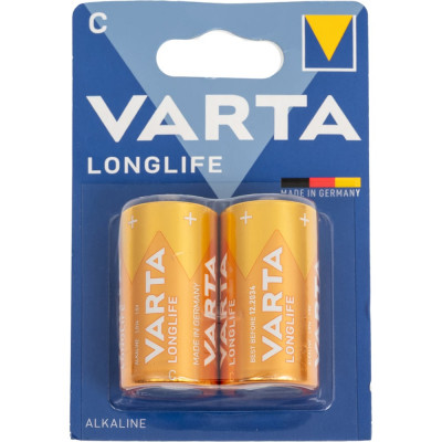 Батарейка Varta LONGLIFE LR14 C BL2 Alkaline 1.5V (4114) 04114101412