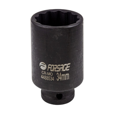 Головка ударная глубокая 12-гранная 34 мм, 1/2''DR Forsage f-4488534 54932