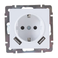 Розетка Smartbuy с заземлением и 2-мя USB 16А белая Нептун SBE-05w-16-S1-USB