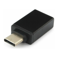 Адаптер Cablexpert USB2.0 Type-C(M)/AF, с поддержкой OTG, метал. корпус, черный, блистер A-USB2-CMAF-01
