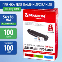 Пленки-заготовки для ламинирования малого формата BRAUBERG КОМПЛЕКТ 100 штук, 530904