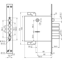 Врезной замок BORDER 71611-ЗВ8-8К5Т 14972