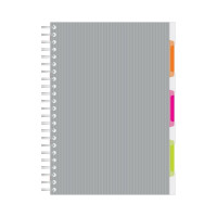 Бизнес-тетрадь Attache Selection SPIRAL BOOK 140 листов, клетка, А4, серая, евроспираль, пластиковая обложка, разделители 84103 737336