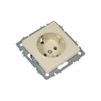 1-местная розетка IEK Brite рс11-1-0-бркр с заземлением, без защитных шторок, 16А, бежевый BR-R11-16-K10