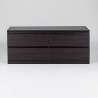 Тумба для ТВ Гуд ЛАКК КАСТОР 4 ящика, 129x39x54 см, черная, дуб венге 2.03.03.100.5