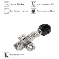 Петля четырехшарнирная clip-on с доводчиком накладная для стекла никель Lemax PROF M320-Full