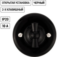 Поворотный выключатель TDM ELECTRIC 2-кл. с ручкой (бантик) 10А черный «Виви» SQ1820-1206