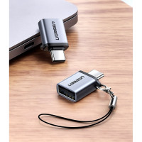 Адаптер-переходник Ugreen US270 Type C to USB 3.0 A Adapter Cable with Lanyard с ремешком. Цвет: серый космос 50283_