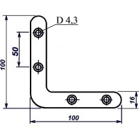 Угольник Левша УГ100-1 цинк, 4 шт. У1-5105.Ц