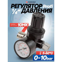 Регулятор давления воздуха 1/4"F x 1/4"M +б/с поворотный, 0-10 bar, рабочая температура 5-60° Forsage F-SP024(54477)