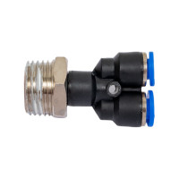 Фитинг Y-образный с наружной резьбой (6 мм; 1/2") для пластиковых трубок ROCKFORCE RF-SPX06-04(2353)