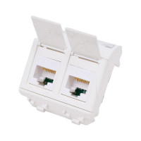 Компьютерная розетка DKC, RJ-45, категория 5Е, белая, 2 модуля, 76656B