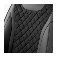 Каркасные 3D накидки на передние сиденья CarPerformance 2 шт., экокожа и алькантара CUS-3044 BK/BK