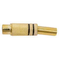 Разъем RCA гнездо Pro Legend металл на кабель, пайка, красный и черный 2 полосы, Gold PL2159