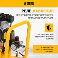 Безмаслянный малошумный компрессор Denzel DLS 2200/50, 2200 Вт, 2x1100, 50 л, 380 л/мин 58031