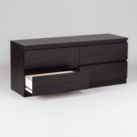 Тумба для ТВ Гуд ЛАКК КАСТОР 4 ящика, 129x39x54 см, черная, дуб венге 2.03.03.100.5
