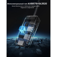 USB концентратор UGREEN 4 в 1 хаб, 3 x USB 3.0, RJ45 20265