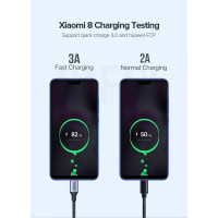 Кабель для зарядки и передачи данных Ugreen USB A Male - USB C Male, 3A, 0.5м, в оплетке, черный 60125