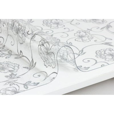 Скатерть Dasch Гибкое стекло Вьюнок серебро 0.8 мм, 80x150 см 11981