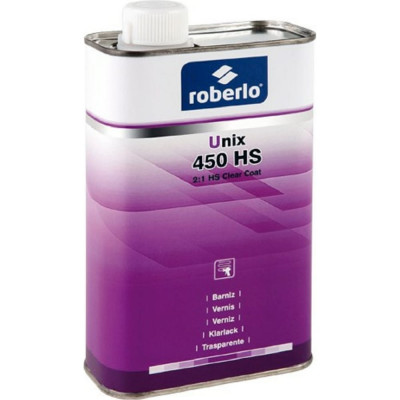 ROBERLO Лак 2K UNIX 450HS акрилово-полиуретановый быстросохнущий, повышенной прочности, 2:1, 1л /12 Лак 2K UNIX 450HS акрилово-полиуретановый быстросохнущий, повышенной прочности, 2:1, 1л /12 БЕЗ ОТВЕРДИТЕЛЯ 67948